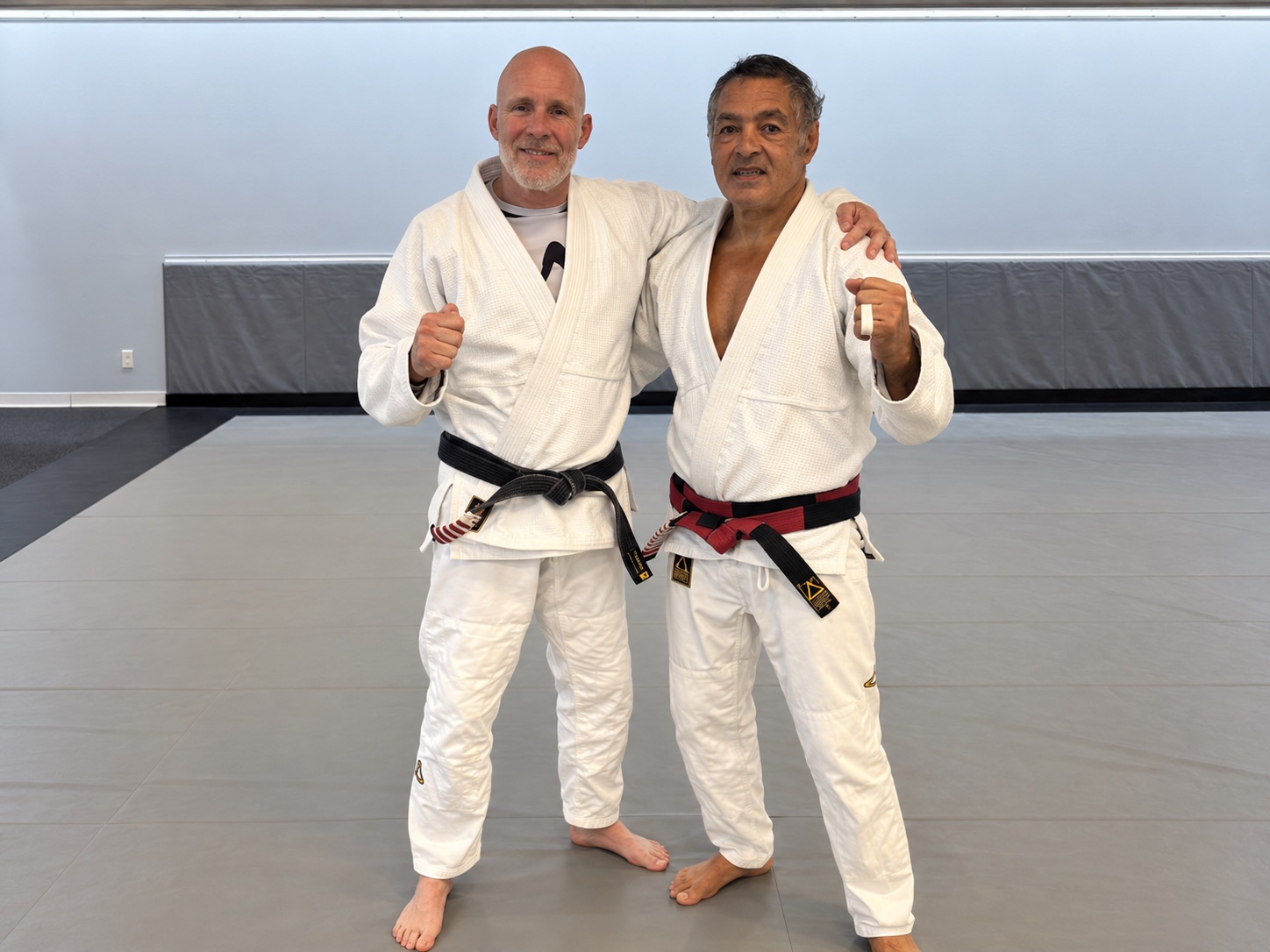Harold Harder and Rickson Gracie together on the training mat